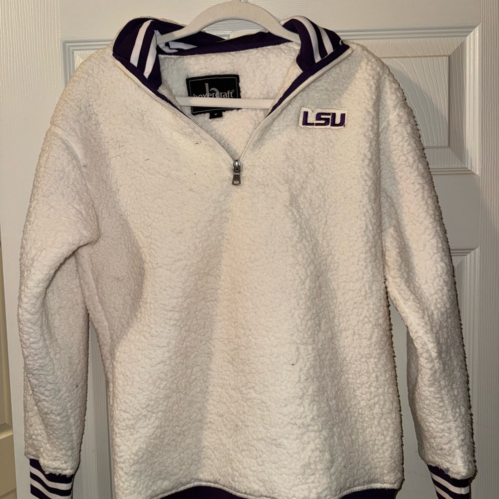 Boxercraft White and Purple Fleece Pullover